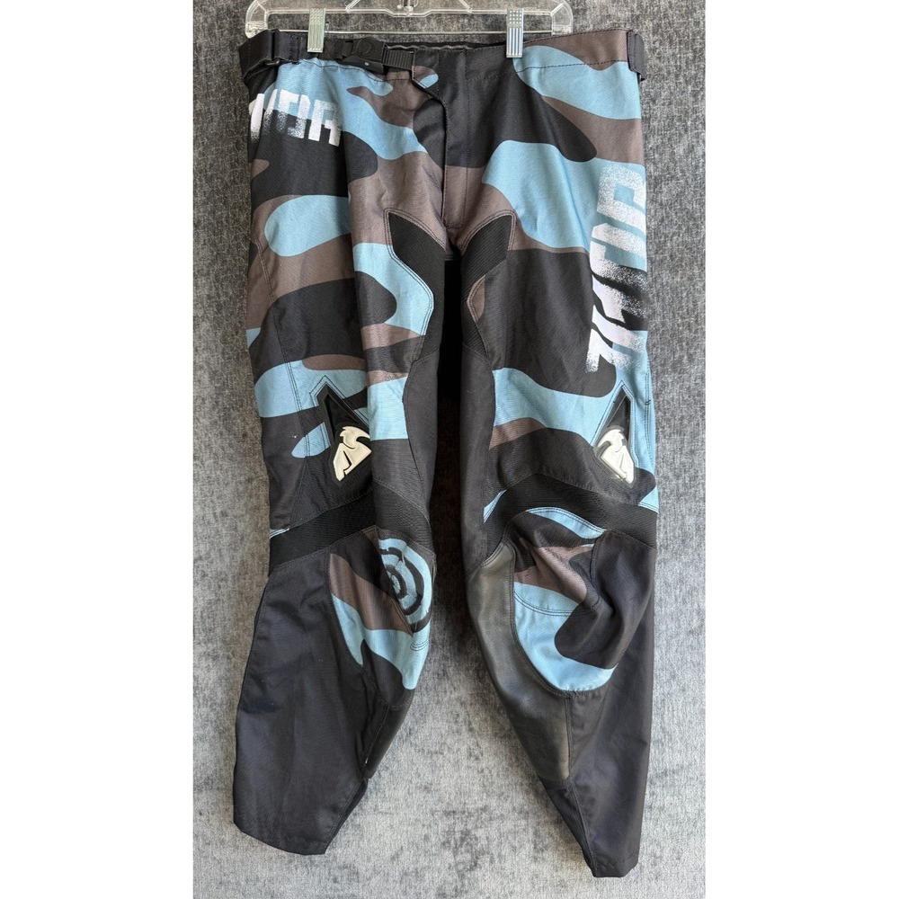 Thor Motocross Riding Pants Size 36 Blue Black Camo MX Dirt Bike Riding‎ Gear